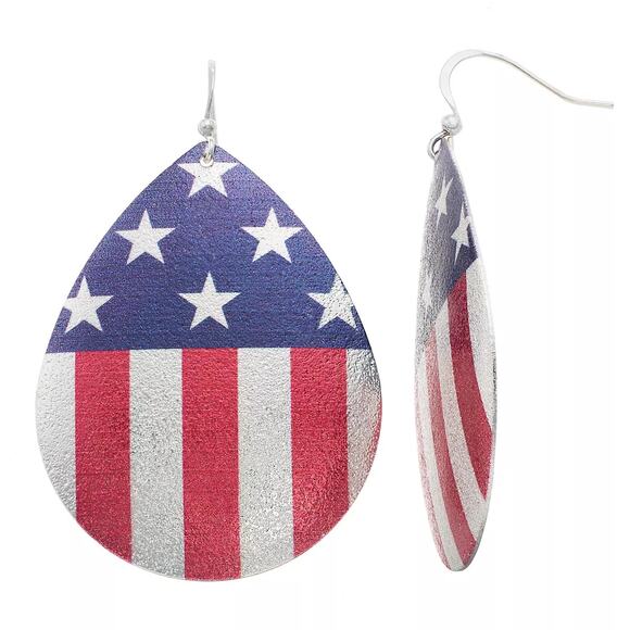 3/15 NWT American Flag Nickel Free Teardrop Earrings - Picture 1 of 5